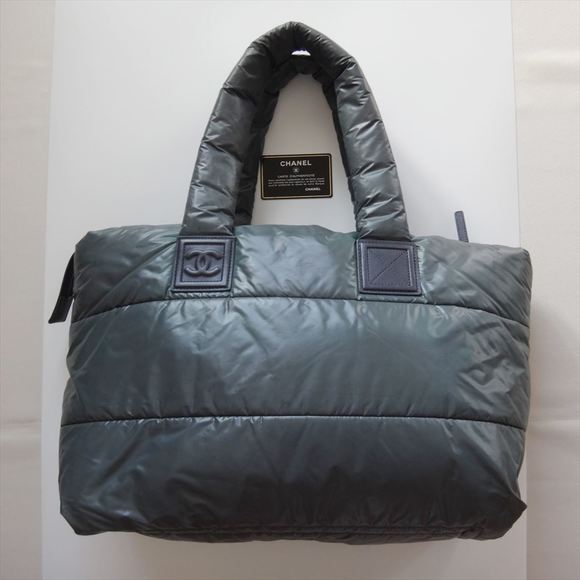 Chanel Nylon Gray Tote Bag Mm Cocoon Mark Coco Coco - Picture 1 of 16